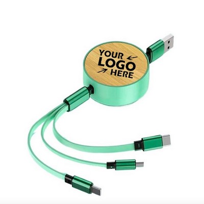 3 in1 Bamboo Retractable Charging Cable