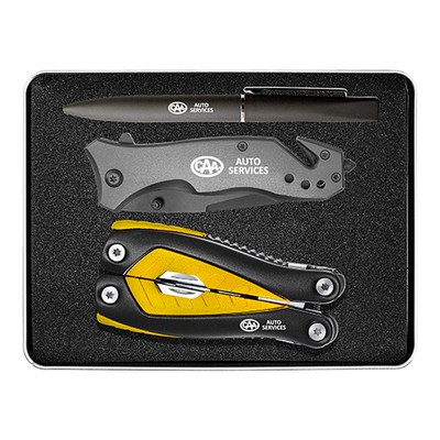 Gift Set With Tk310 Safety Knife, Tm307 Multi-Tool And Pn02 Deluxe Pen