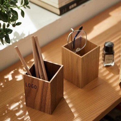 Bamboo Square Pen Holder - Minimalist