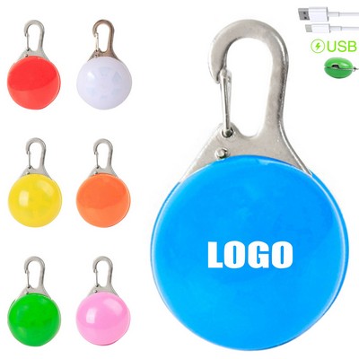 Pet Collar LED Safety Light Push Button Activation with Carabiner