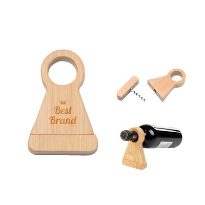 Bamboo Wine Holder With Cork Opener