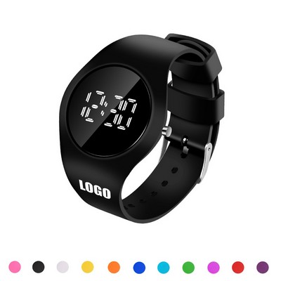 Round Sports Watch with White Digital Dial and Detachable Band