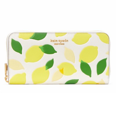 kate spade new york Morgan Lemon Toss Embossed Zip Around Continental Wallet - Parchment Multi