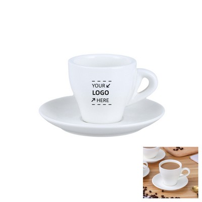 2.75 Oz Ceramic Coffee Cups With Saucer & Spoon Sets