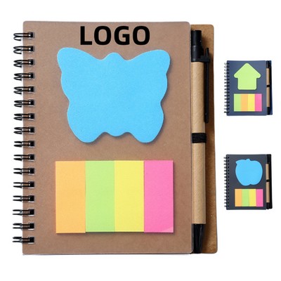 Kraft Paper Notepad With Pen And Sticky Notes