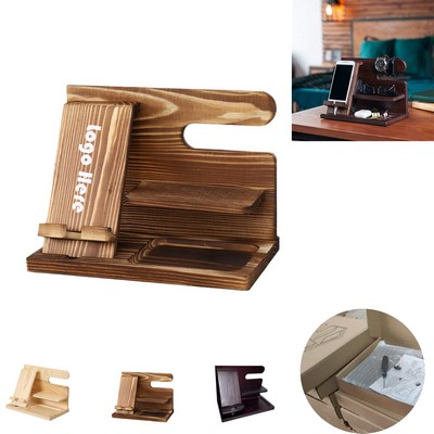 Detachable and Assembled Wooden Phone Stand and Storage Rack