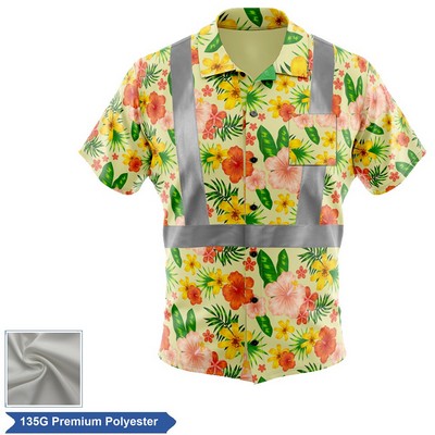 Sublimation Full-Button Poly Shirt w/ Reflective Tape - Men, Women, Kids