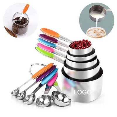 5-in-1 Measuring Cups and Spoons Set with Silicone Handles