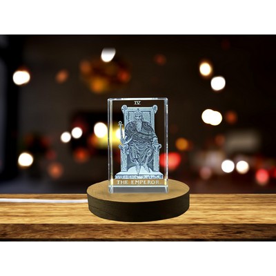 Emperor Tarot Symbol 3D Engraved Crystal Trophy Award w/LED Base