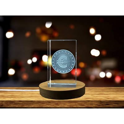 Euro 3D Crystal Hump Coin Trophy Award w/LED Base