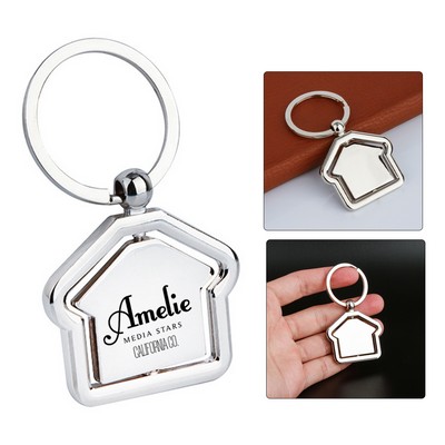 Alloy Rotate House Shape Keychain
