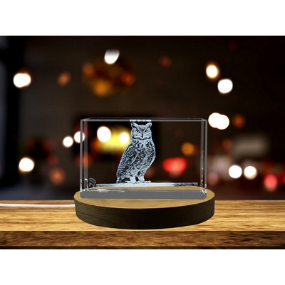 Great Horned Owl Crystal Trophy Award - Handcrafted Art Masterpiece