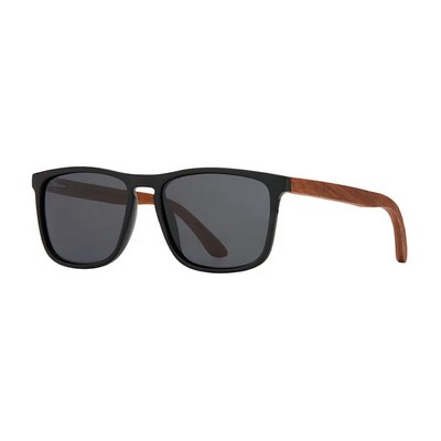 Cail Eco-Sustainable Polarized Sunglasses w/Matte Onyx & Wood Frame