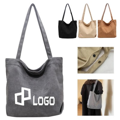 Plain Corduroy Tote Bag