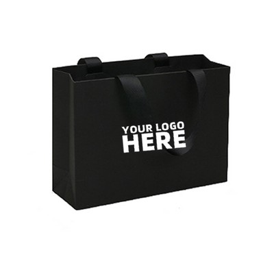 Large Black Cardboard Matte Paper Tote Shopper Bag