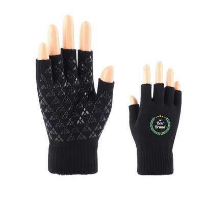 Non - Slip Half - Finger Knit Gloves