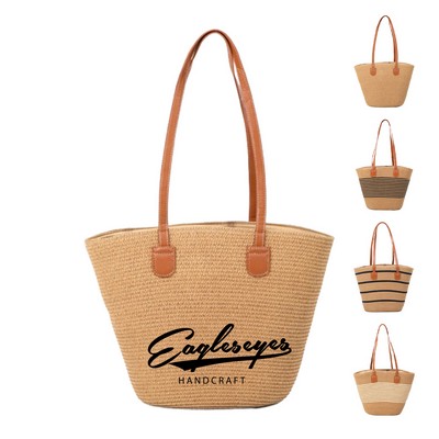 Handwoven Straw Shoulder Tote Bag