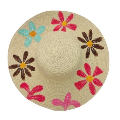 Hand Painted Wide Brim Beach Straw Hat