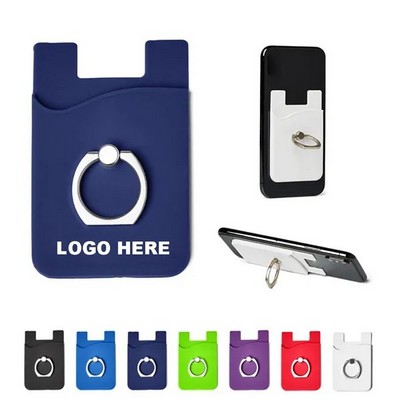 SIilicone Card Holder with Metal Ring Phone Stand