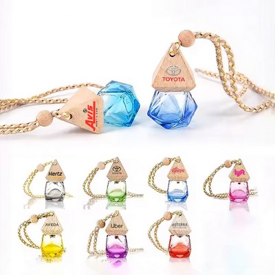 Wooden Triangular Gem-Shaped Lid With A Glass Perfume Bottle