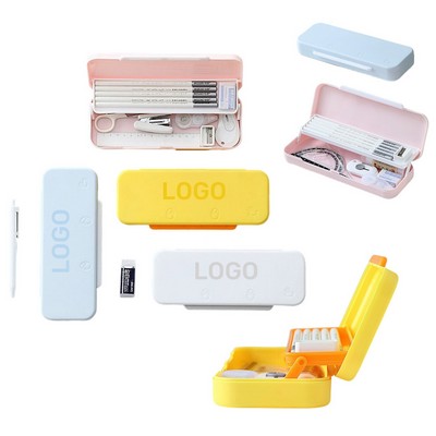 Double-Layer Plastic Pencil Stationery Storage Box