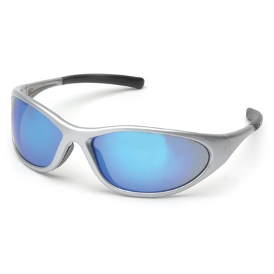 Zone II Safety Glasses, Silver Frame with Ice Mirrored Lens