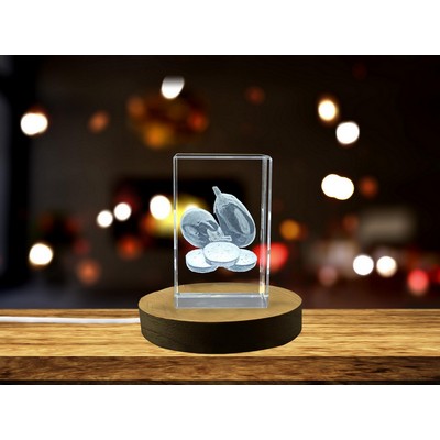 Brinjal 3D Engraved Crystal Trophy Award w/LED Base - Vegetable Art