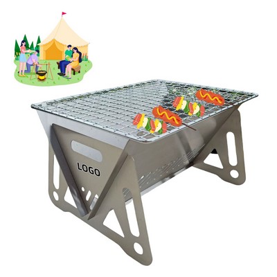 Stainless Steel Card-type Foldable Barbecue Grill