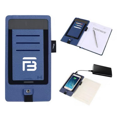 Attached Wireless Charger Power Bank with Notebook