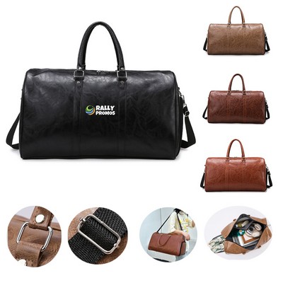 PU Leather Gym Travel Bag with Shoe Pouch