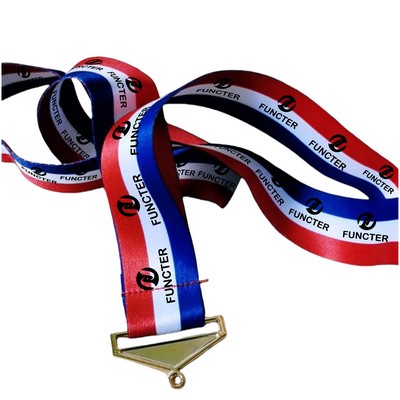 Metal Buckle Lanyard With Tricolor Stripes