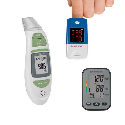 Veridian Healthcare Smartheart Pulse/Blood Pressure Monitor Talking 1-Second Thermometer Package