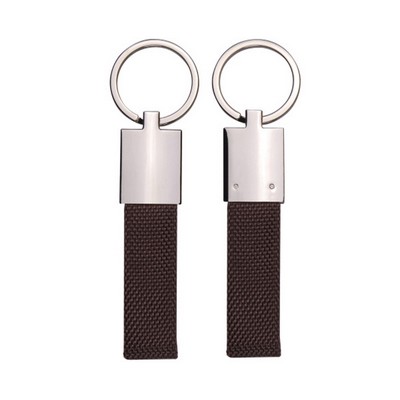 Canvas Metal Key Chain in Shiny Nickel Finish