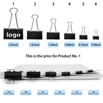 2" Custom Heavy Duty Black Metal Binder Clip