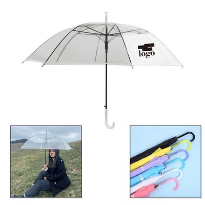 8-Rib Long-Handle Transparent Umbrella