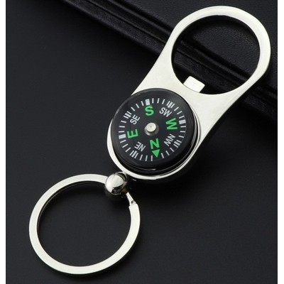 Bottle Opener Compass with Keychain