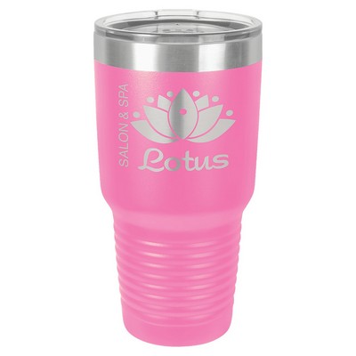 Polar Camel 30 oz. Pink Vacuum Insulated Ringneck Tumbler with Clear Lid