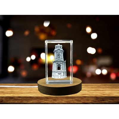 Pachuca Monumental Clock 3D Engraved Crystal Gift w/LED Base Light