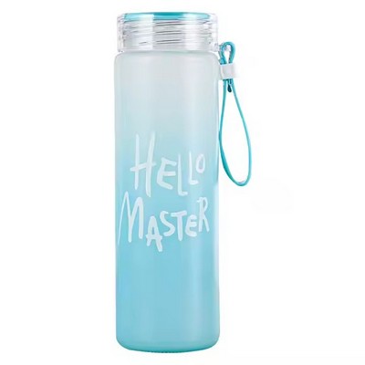 17oz Gradient Colorful Frosted Plastic Bottle With Carrying Handle Lids