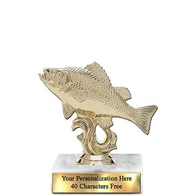 Trophy 7", 2X3 White Marble Base, Perch Gold Unique