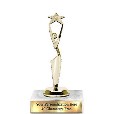Trophy 7", 2X3 White Marble Base, Reach For The Stars - Gold