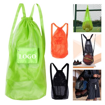 Spacious Drawstring Mesh Gym Bag