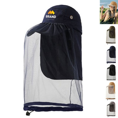 Wide Brim Bucket Hat W/ Mesh Cover