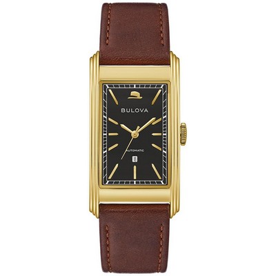 Bulova Men's Frank Sinatra Chairman Leather Strap Watch Black Dial