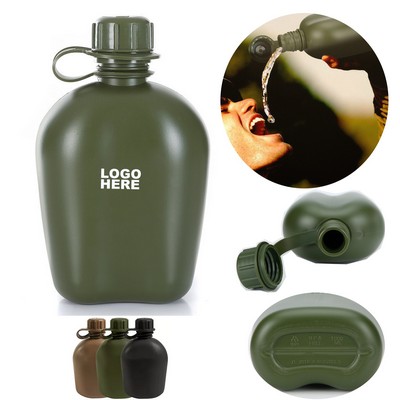 Promotional Outdoor Adventure Water Flask 1L BPA-Free Army Canteen Water Bottle
