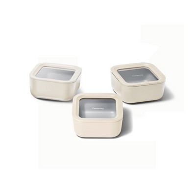 Caraway 3Pc Glass Food Container Set Cream