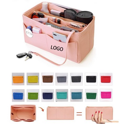 Felt Tote Organizer Insert With Metal Zipper