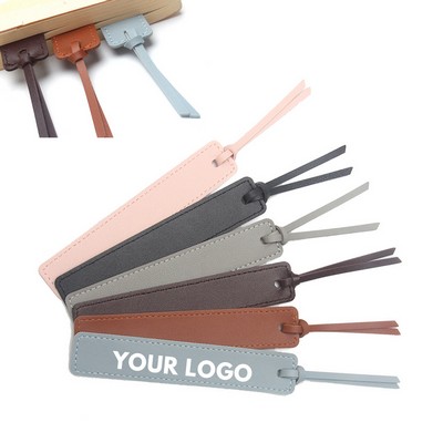 7.5" PU Leather Classic Stitched Bookmarks with Rope Traditional Tassels Book Mark Page Divider