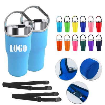 30Oz Tumbler Carrier Holder Pouch With Shoulder Strap