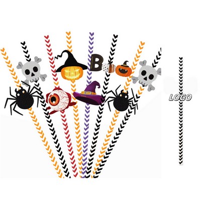 Halloween Eco-Friendly Biodegradable Drinking Straw W/ Ornament